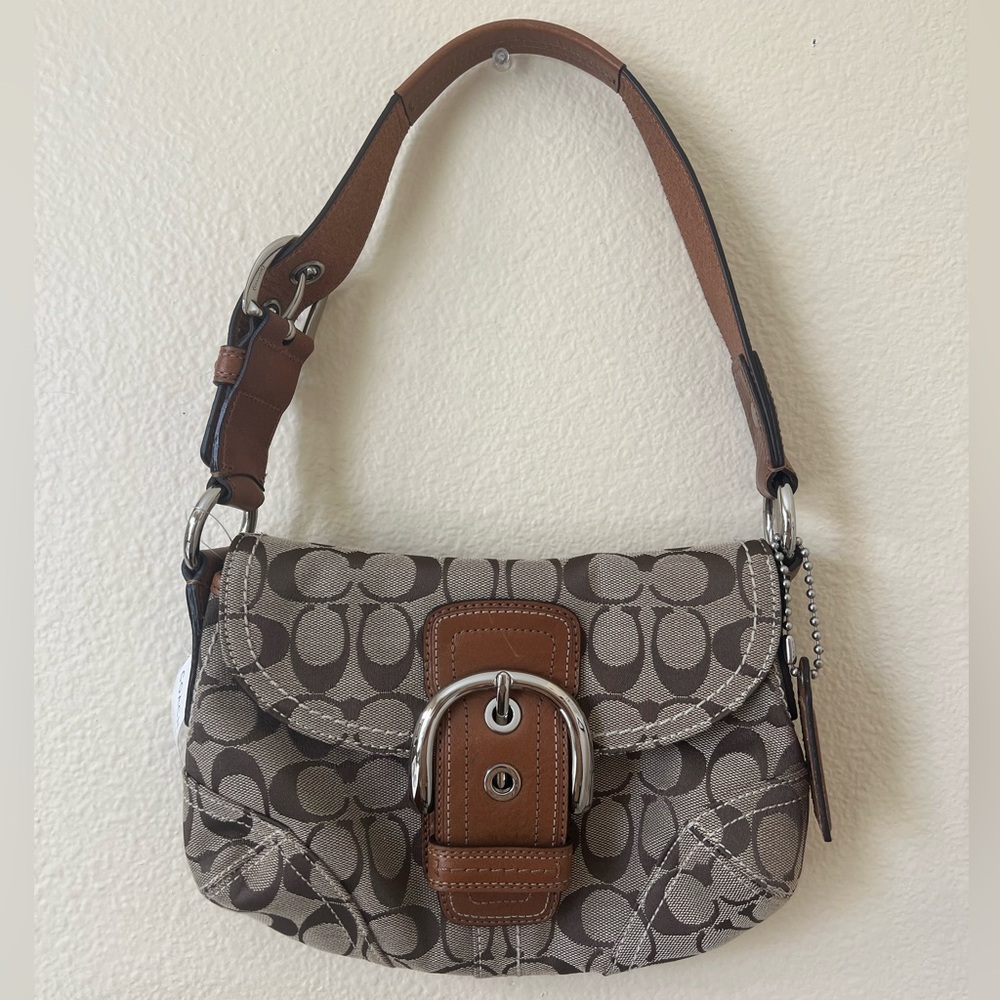 NWT COACH LEATHER TRIM SHOULDER PURSE